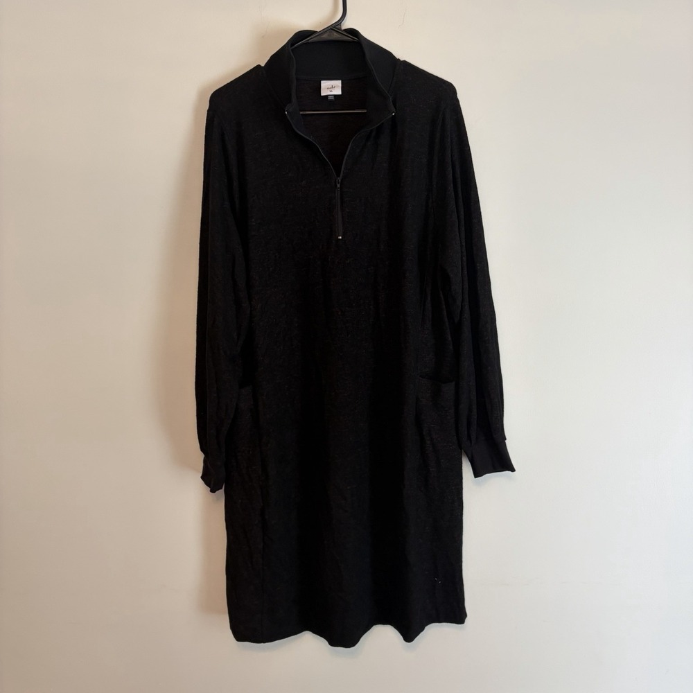 Cabi Cuddle Dress XL Black Burgundy Red Whimsigoth 1/4 Zip #4215 Pocket Collar